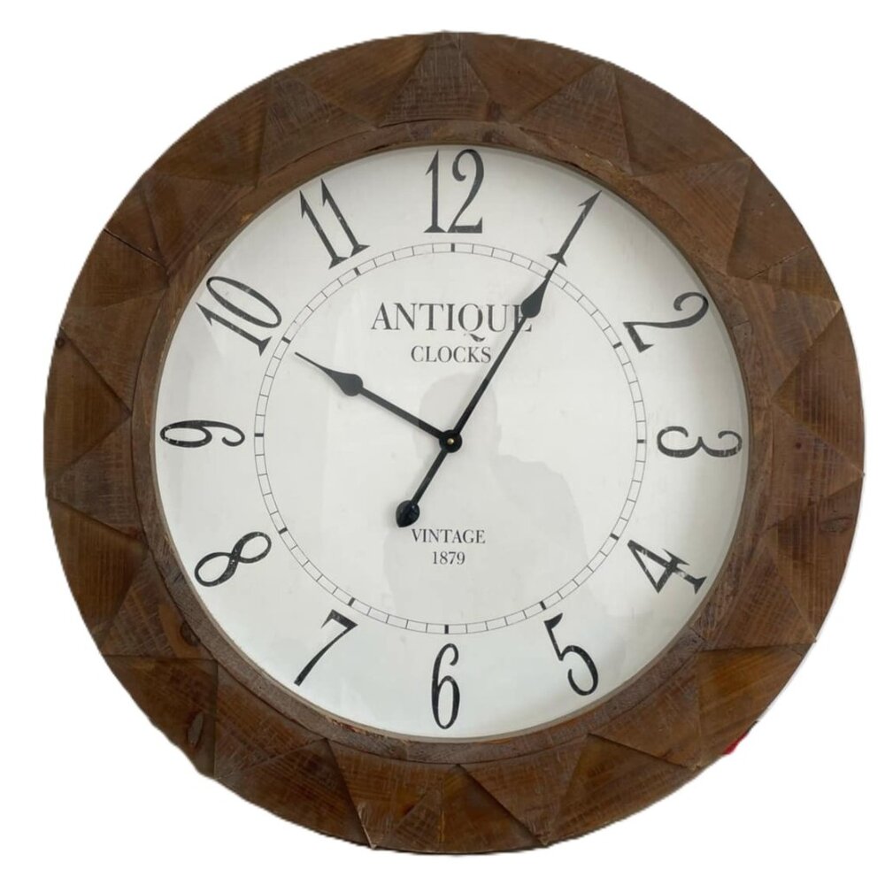 Oversized Wall Clock 31" Diameter MDF Wood Sun Rays Geo Design Modern Farmhouse